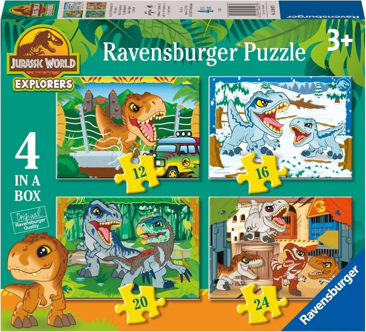 Puzzle pro děti Ravensburger sada 4v1 Jurský svět: Explorers 12,16,20,24 dílků