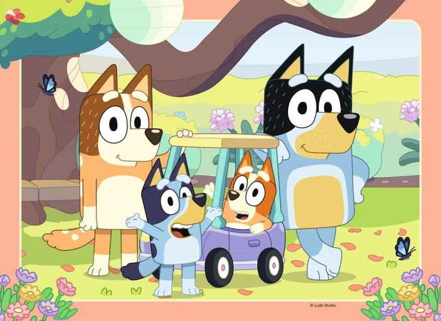 Puzzle sada Ravensburger 4x42 dílků Bluey: Pojď si hrát