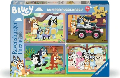 Puzzle sada Ravensburger 4x42 dílků Bluey: Pojď si hrát