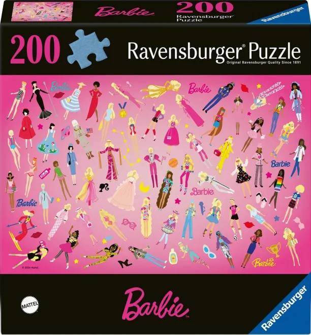 Puzzle Ravensburger 200 dílků Barbie: Inspirujeme dívky už od roku 1959