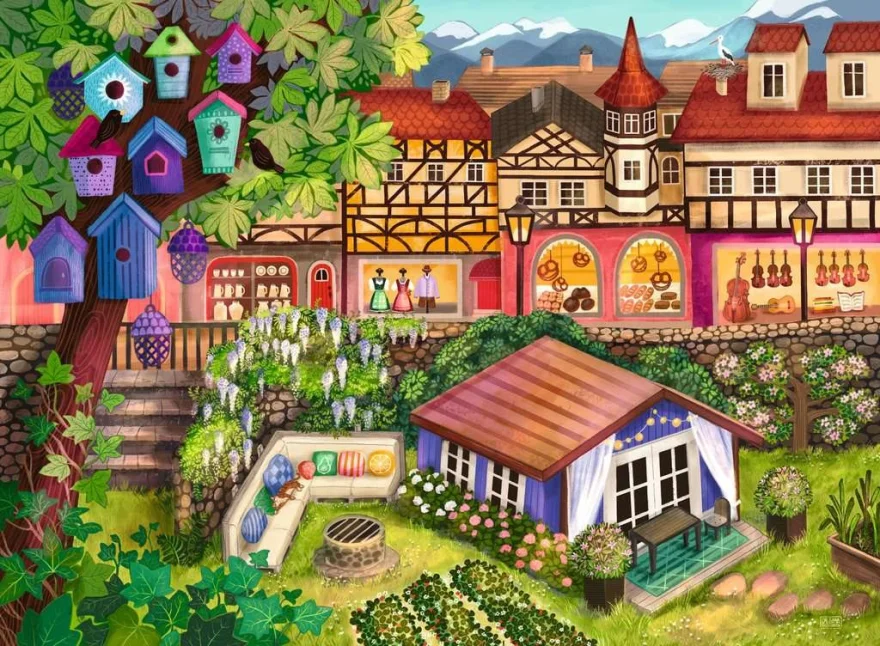 Puzzle Ravensburger 500 dílků Klidné zákoutí u tržnice