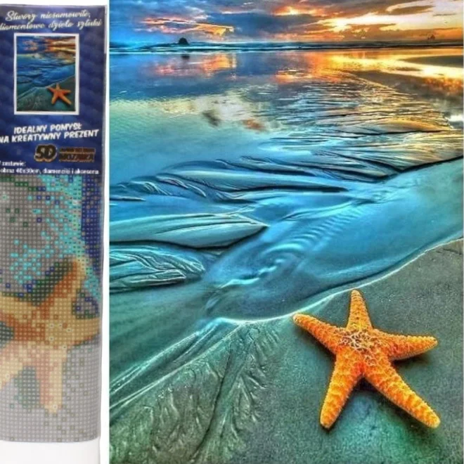 Diamantové malování Norimpex 40x30 cm Hvězdice na pláži