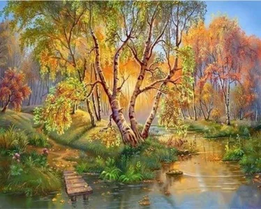Diamantové malování Norimpex 40x30 cm Břízy nad potokem
