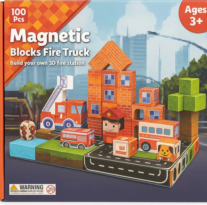 Magnetické kostky Norimpex  Hasiči ve městě 100 ks