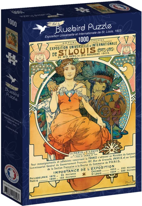 Puzzle Bluebird 1000 dílků A. Mucha - Plakát pro Světovou výstavu v St. Louis, 1903