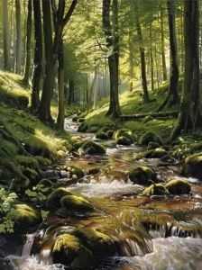 Diamantové malování Norimpex 40x30 cm Lesní bystřina