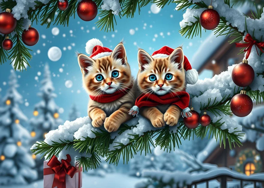 Puzzle Alipson 2x500 dílků Vánoční koťata a štěňata