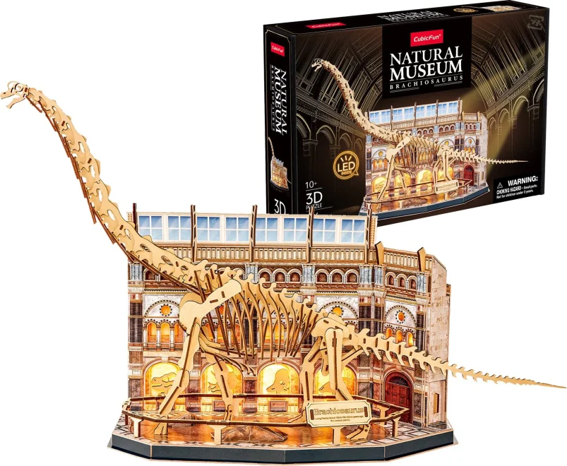 Dřevěné svítící 3D puzzle CubicFun  Natural Museum: Brachiosaurus 216 dílků