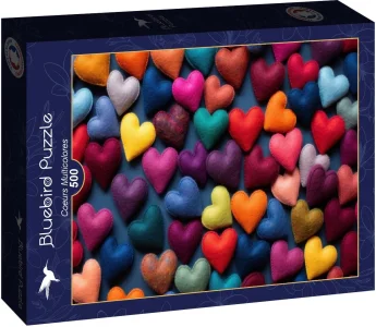 Puzzle Bluebird 500 dílků Barevná srdíčka