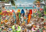 Puzzle Bluebird 2000 dílků Psi a kočky na pláži