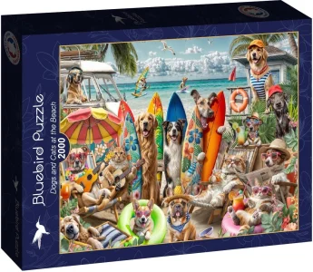 Puzzle Bluebird 2000 dílků Psi a kočky na pláži