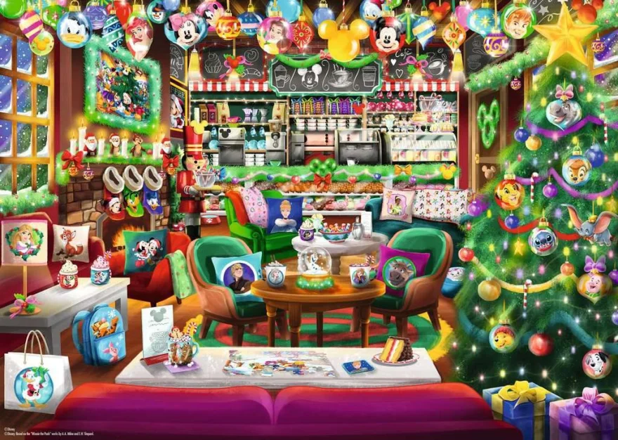 Puzzle Ravensburger 1000 dílků Vánoční kavárna Disney