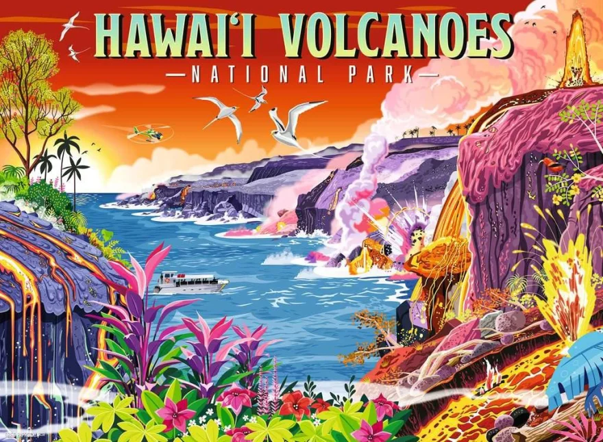 Puzzle Ravensburger 500 dílků Národní park Havajské vulkány (Hawai'i Volcanoes), Havaj, USA