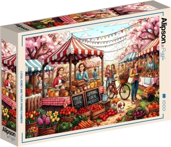 Puzzle Alipson 1000 dílků Med a tulipány od místních farmářů