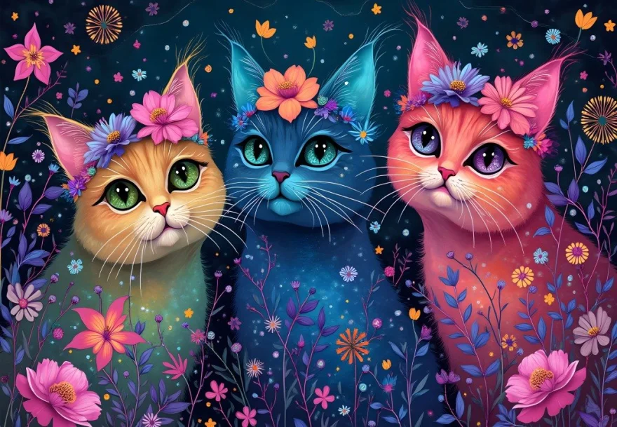 Puzzle Alipson 1000 dílků Trio snících koček