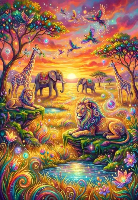Puzzle Alipson 1000 dílků Zvířata savany
