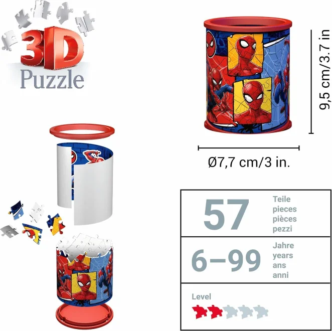 3D puzzle Ravensburger Stojan na tužky Spider-Man 57 dílků