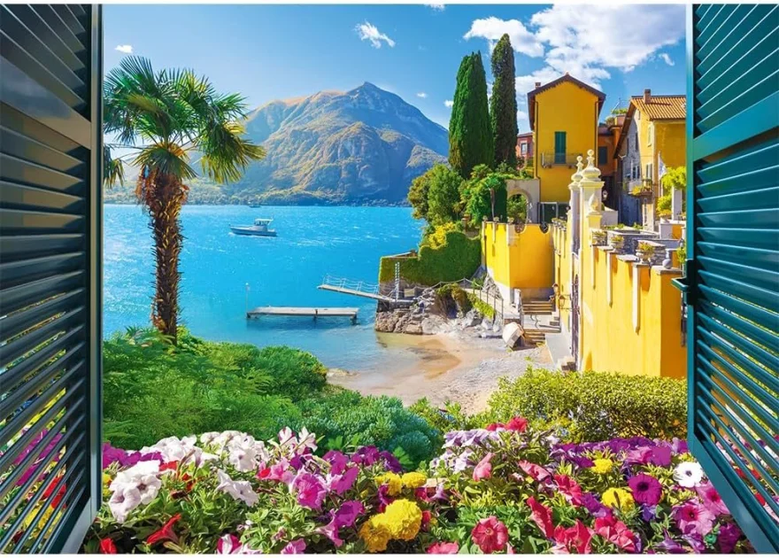 Puzzle Trefl 1000 dílků Pohled na jezero Como