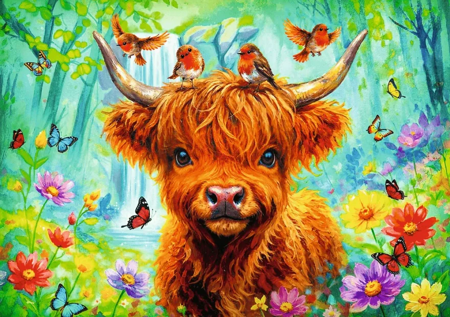 Puzzle Trefl 1000 dílků Skotský chlupatý býček