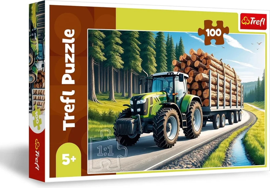 Puzzle pro děti Trefl 100 dílků Lesní traktor
