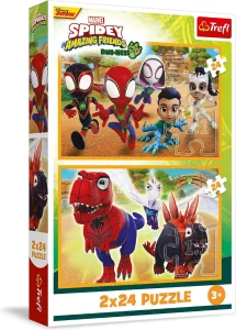 Puzzle pro děti Trefl 2x24 dílků Spidey a jeho úžasní přátelé: Dino-Webs 2v1