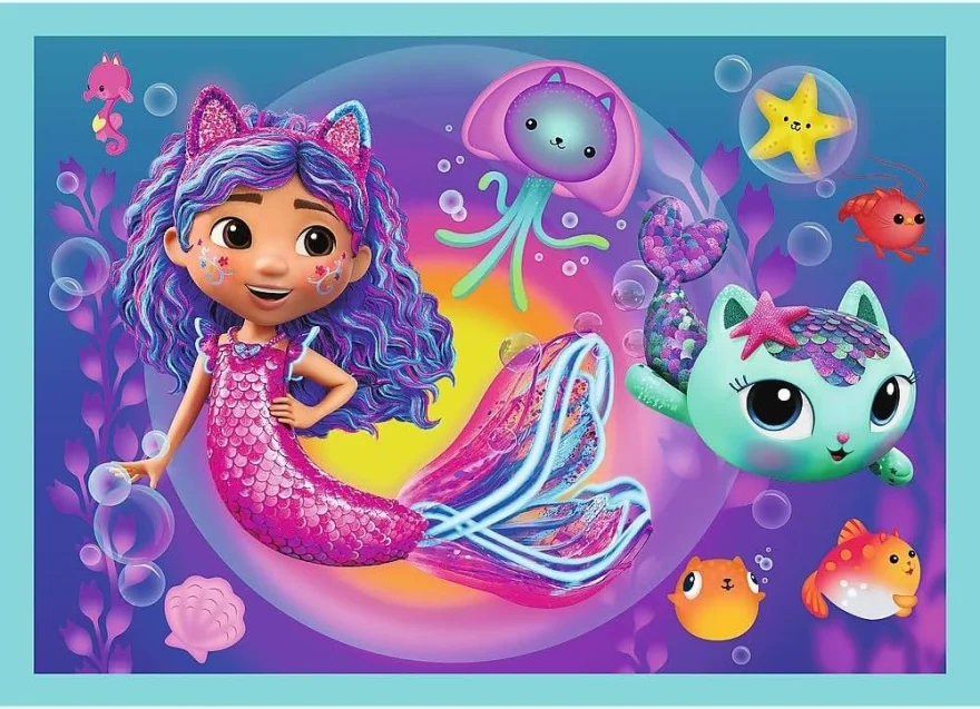 Puzzle pro děti Trefl sada 4v1 Gábinin kouzelný domek 35,48,54,70 dílků