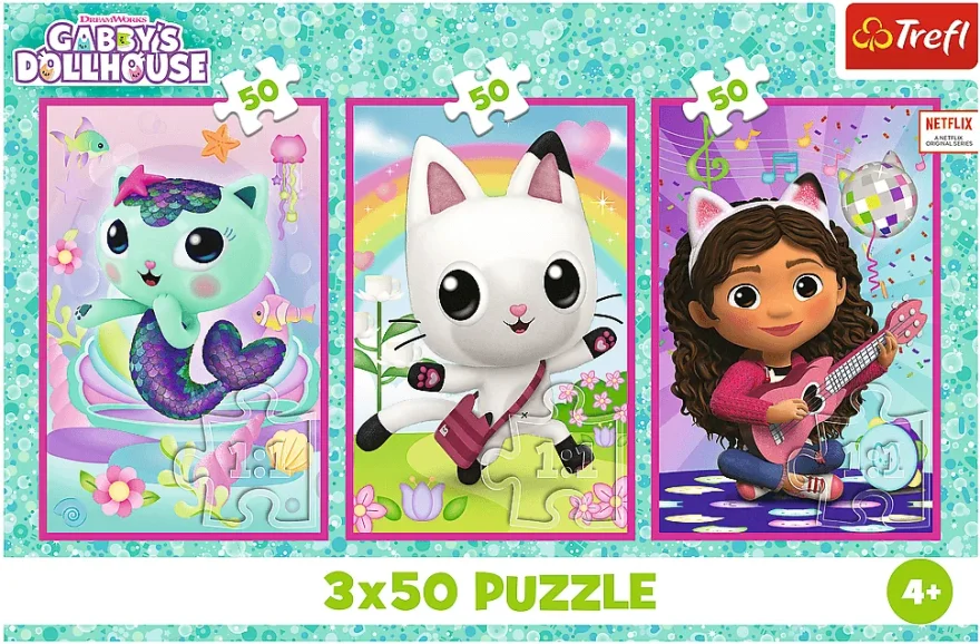 Puzzle pro děti Trefl 3x50 dílků Gábinin kouzelný domek 3v1