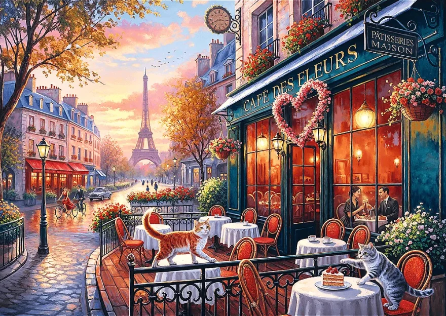 Puzzle Trefl 500 dílků Love Story: Večeře v Paříži