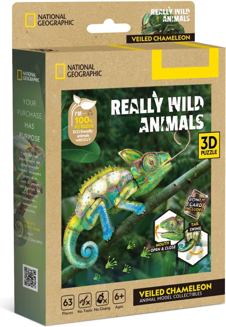 3D puzzle CubicFun Really Wild Animals Chameleon jemenský 63 dílků