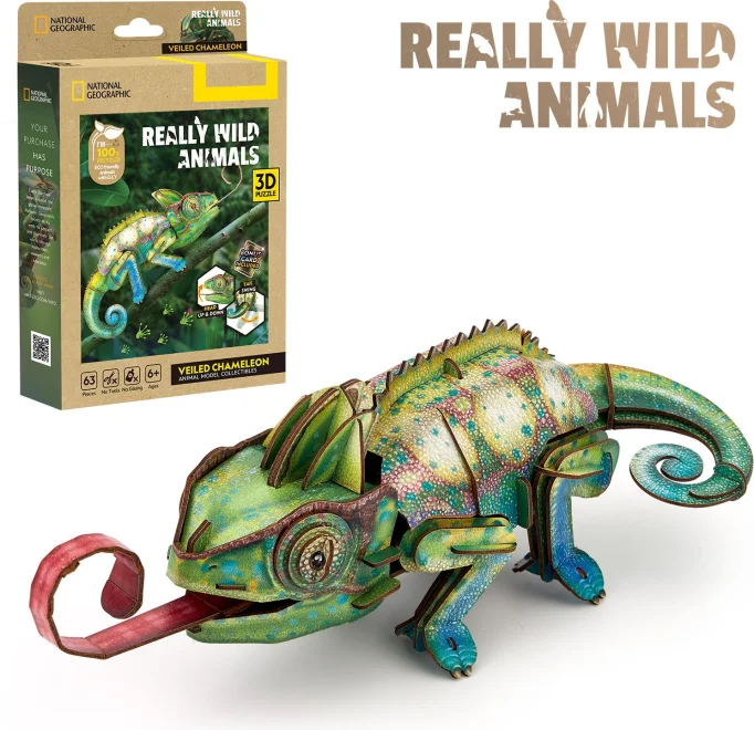 3D puzzle CubicFun Really Wild Animals Chameleon jemenský 63 dílků