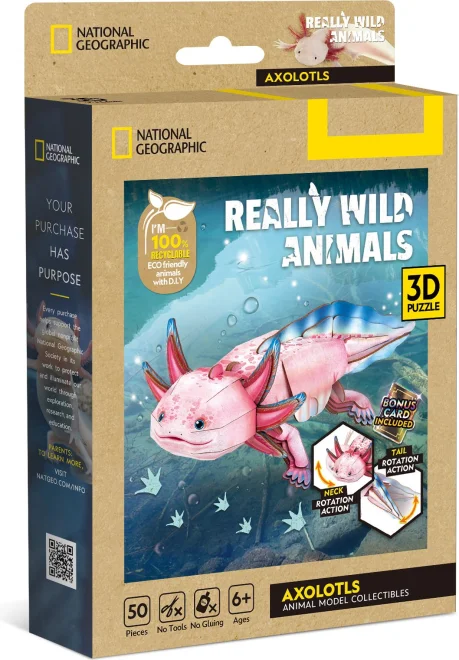 3D puzzle CubicFun Really Wild Animals Axolotl 50 dílků