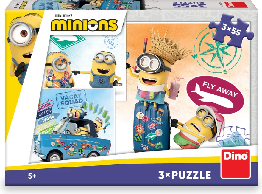 Puzzle pro děti Dino 3x55 dílků Mimoni 3v1