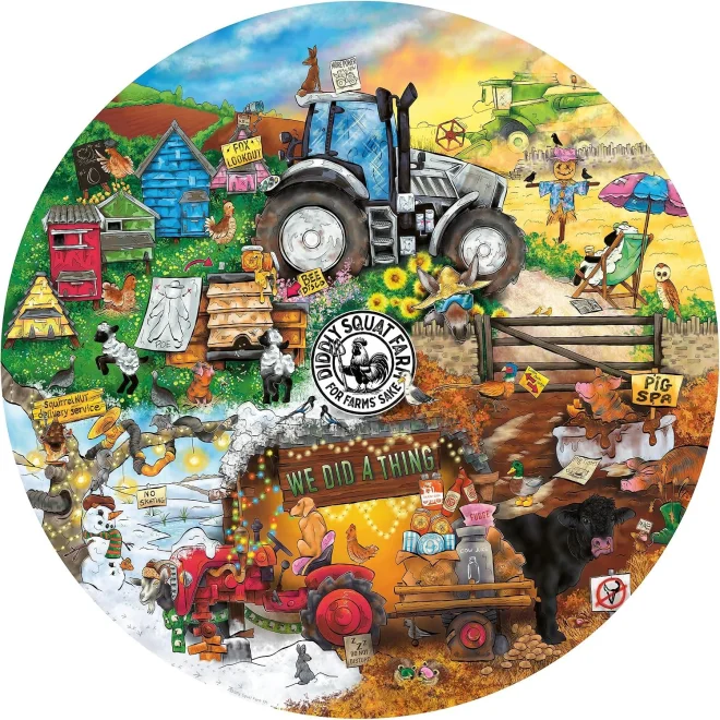 Kulaté puzzle Ravensburger 500 dílků Farma Diddly Squat