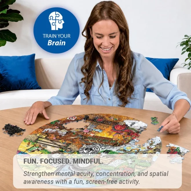 Kulaté puzzle Ravensburger 500 dílků Farma Diddly Squat
