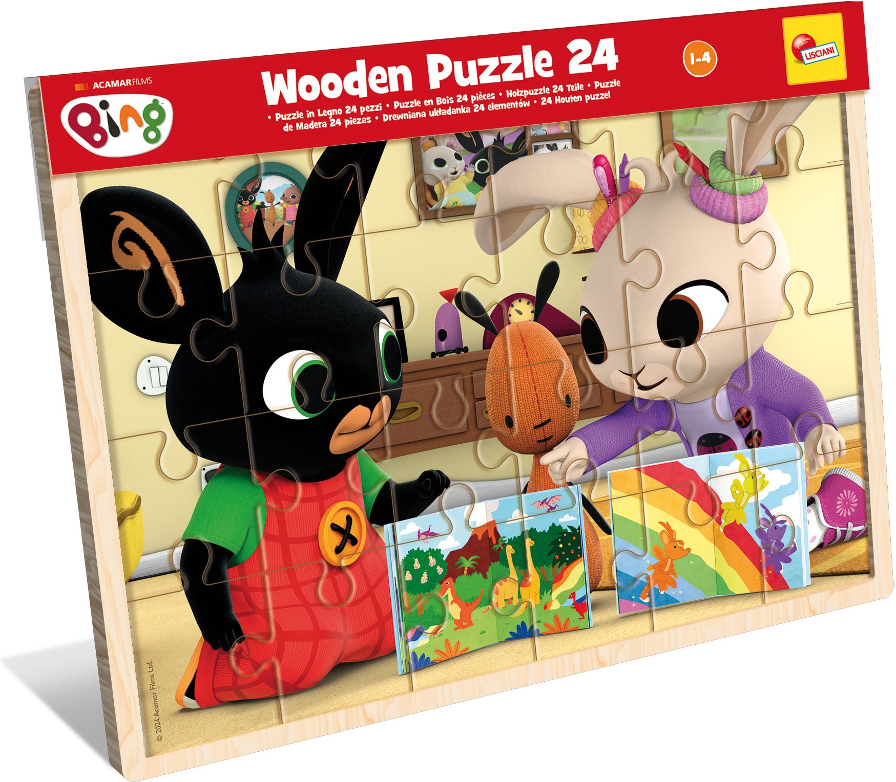 Dřevěné puzzle pro děti Lisciani  Bing a Coco 24 dílků