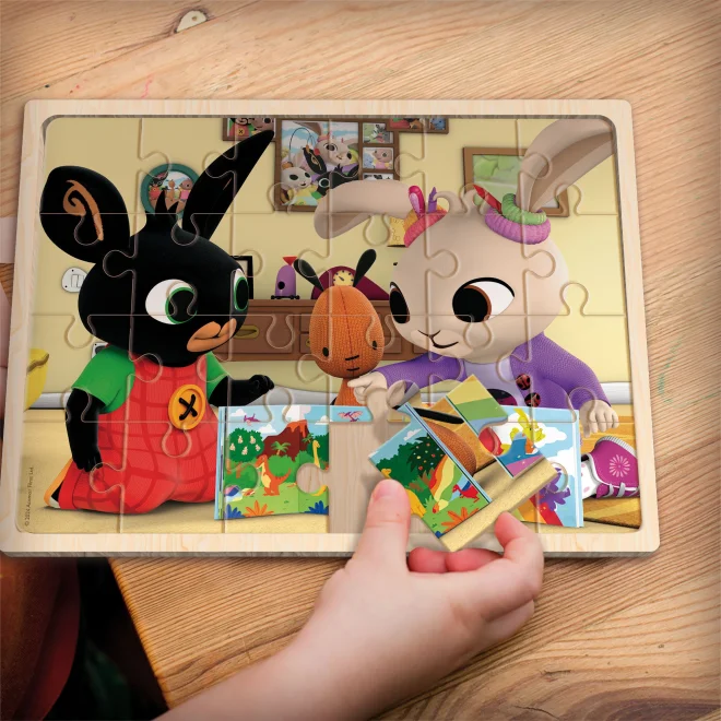 Dřevěné puzzle pro děti Lisciani  Bing a Coco 24 dílků