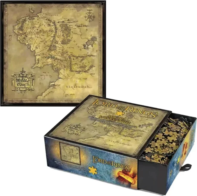 Čtvercové puzzle Noble Collection 1000 dílků Pán prstenů: Mapa Středozemě