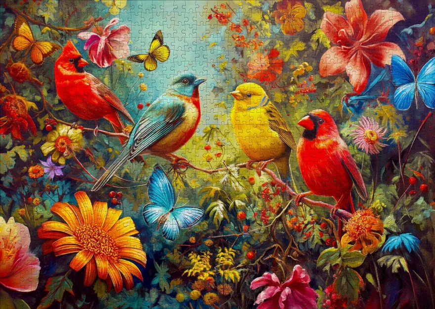 Puzzle Enjoy 1000 dílků Cvrlikání a třepotání