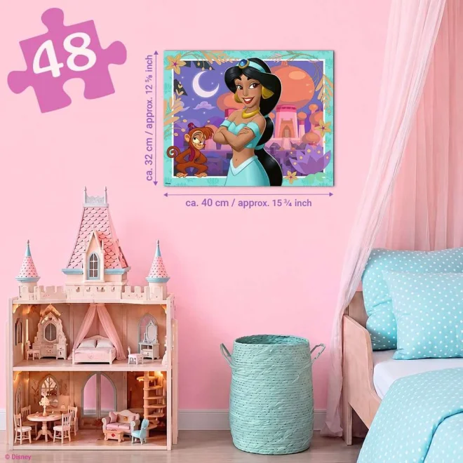 Puzzle pro děti Ravensburger 48 dílků Disney princezny: Jasmína (v dárkovém balení)