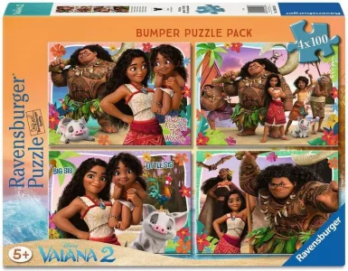 Puzzle sada Ravensburger 4x100 dílků Vaiana 2: Dobrodružství v Oceánii 4v1