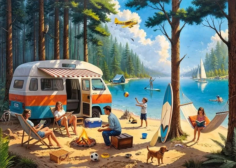 Puzzle Cherry Pazzi 300 dílků Tábořiště a klid