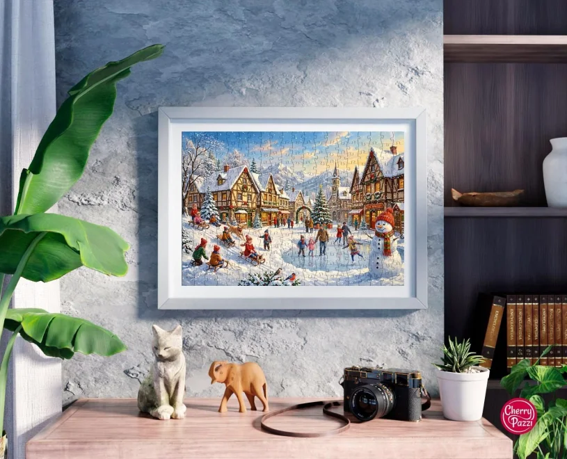 Puzzle Cherry Pazzi 300 dílků Vesnička pod sněhovou peřinou
