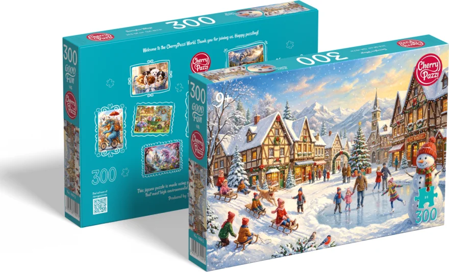 Puzzle Cherry Pazzi 300 dílků Vesnička pod sněhovou peřinou