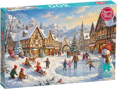 Puzzle Cherry Pazzi 300 dílků Vesnička pod sněhovou peřinou