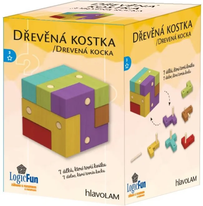 Dřevěný hlavolam LogicFun  Sedmidílná kostka