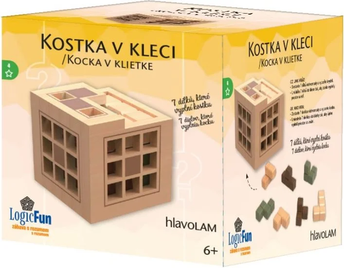 Dřevěný hlavolam LogicFun  Kostka v kleci