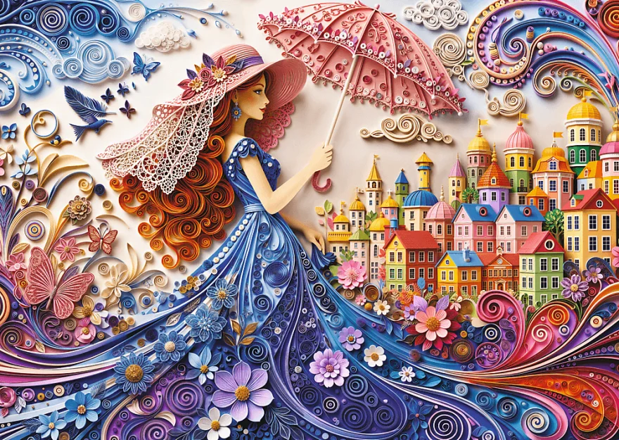 Puzzle Trefl 2000 dílků Dáma se slunečníkem