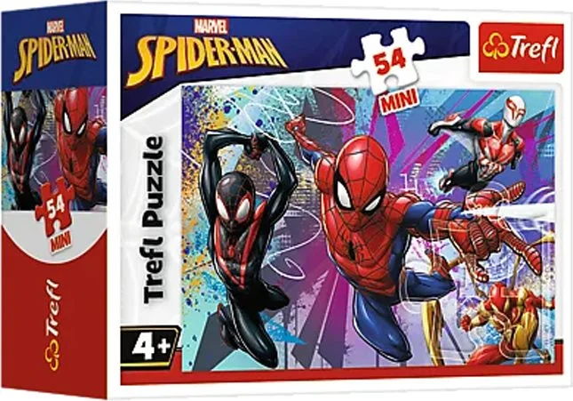 Mini puzzle Trefl 54 dílků Spider-Man: Obratnost a odvaha - tým v akci