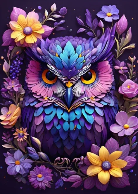 Puzzle Bluebird 300 dílků Sova a květiny