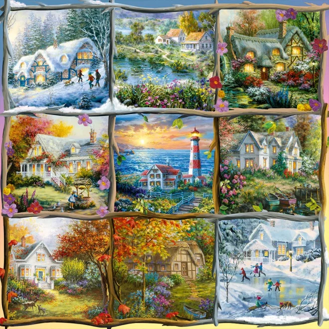 Čtvercové puzzle Alipson 1000 dílků Koláž čtyř ročních období